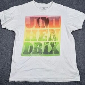 Karl Ferris Collection Jimi Hendrix Graphic T-Shirt White Red Yellow Green Small